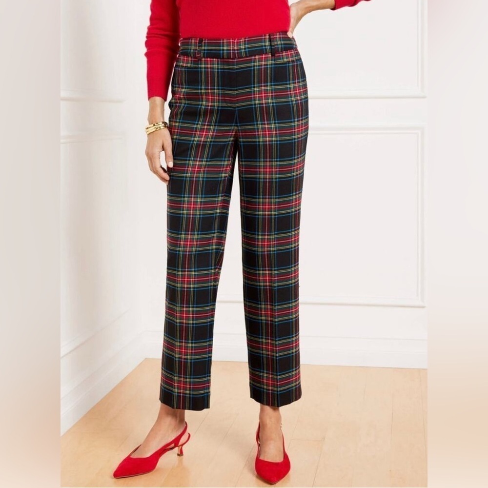 Talbots Hampshire Ankle Pant Tartan Plaid Straight Leg Wool Blend 4P